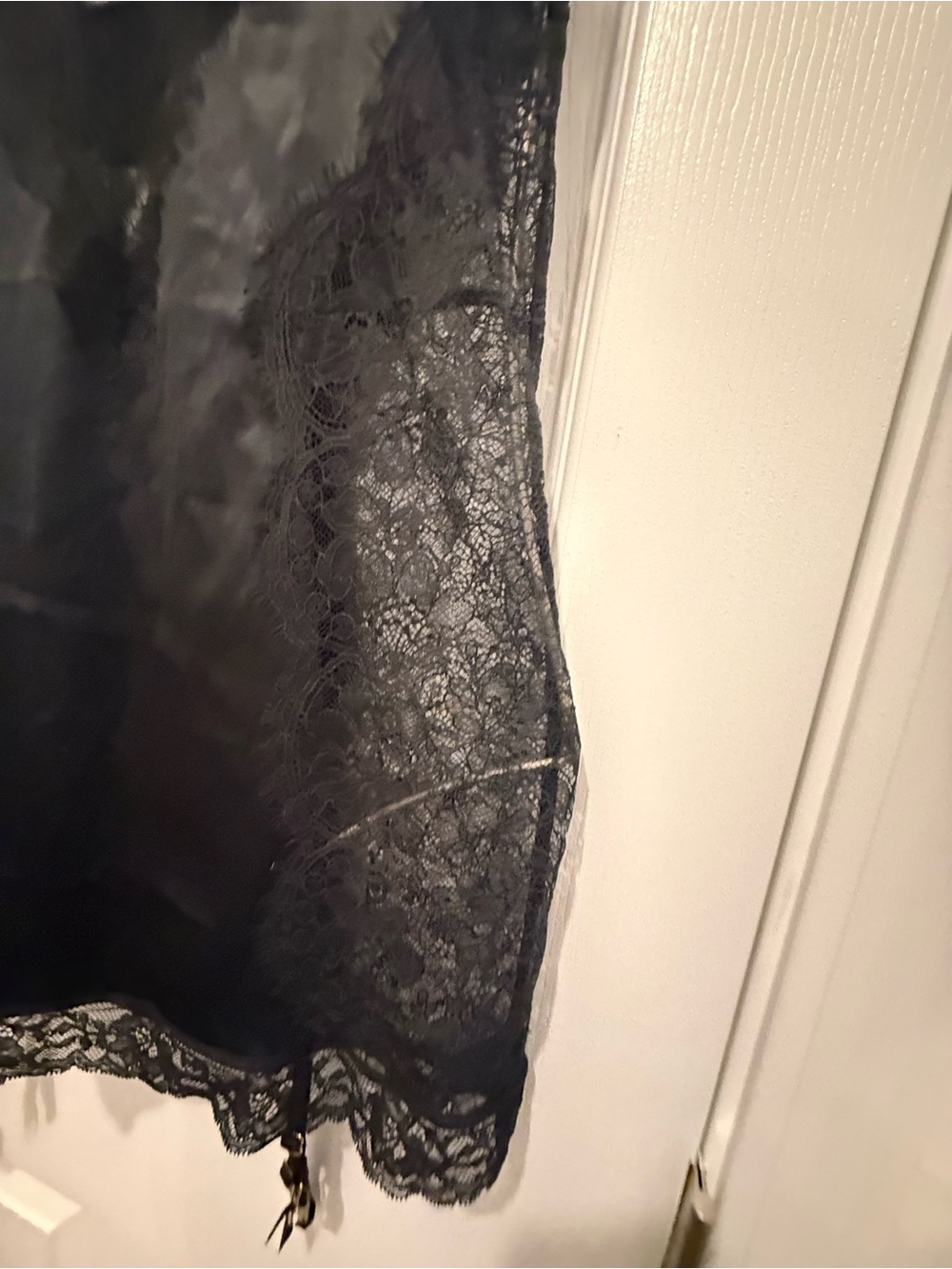 Victorias Secret Black Lace Satin Slip with Garter Straps Large - Picture 5 of 11